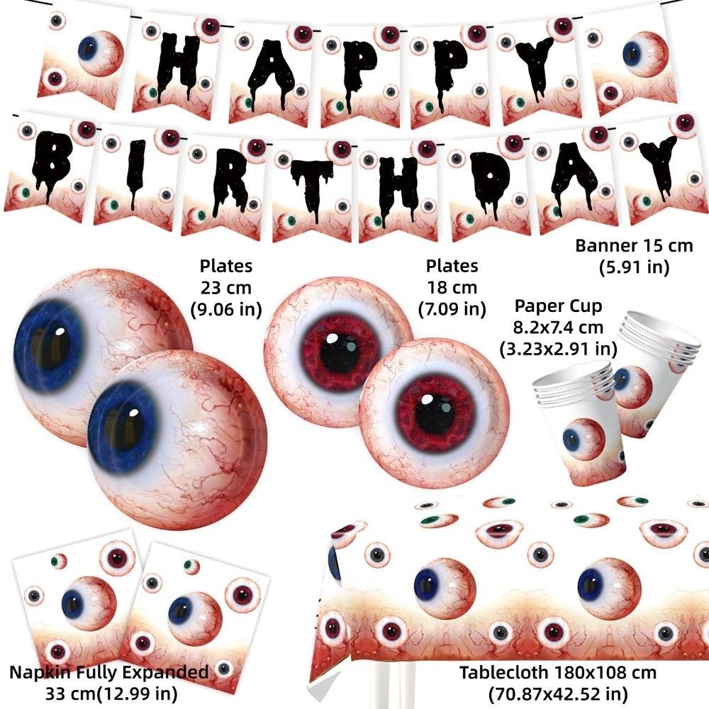 Plates Eyeballs Disposable Tableware Napkin Halloween Party Dinnerware Party Accessories