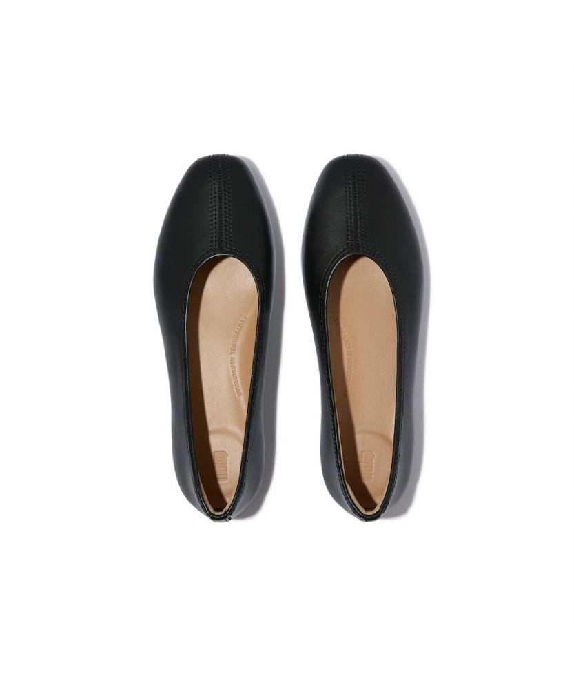 Женские туфли-балетки Fitflop Delicato с высоким вырезом из мягкой кожи - Черные (Ft61K2M105)