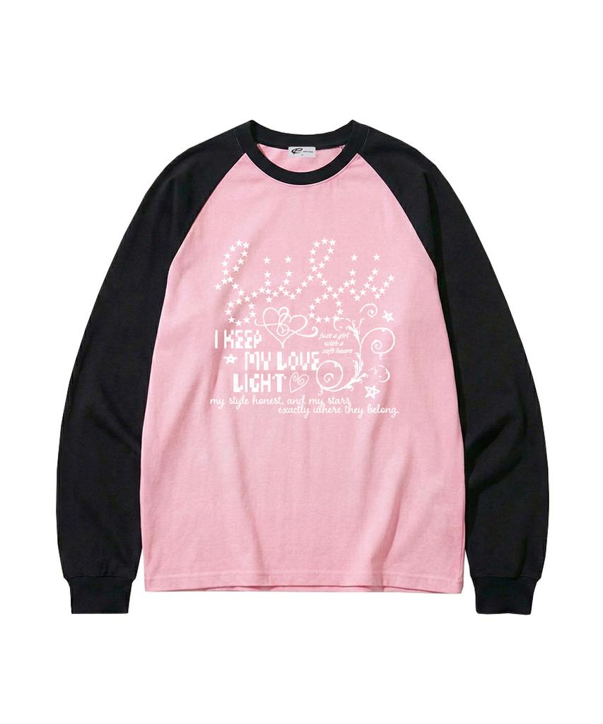 PAGESIISII My Love Light Print Semi-Oversized Long Sleeve Pink