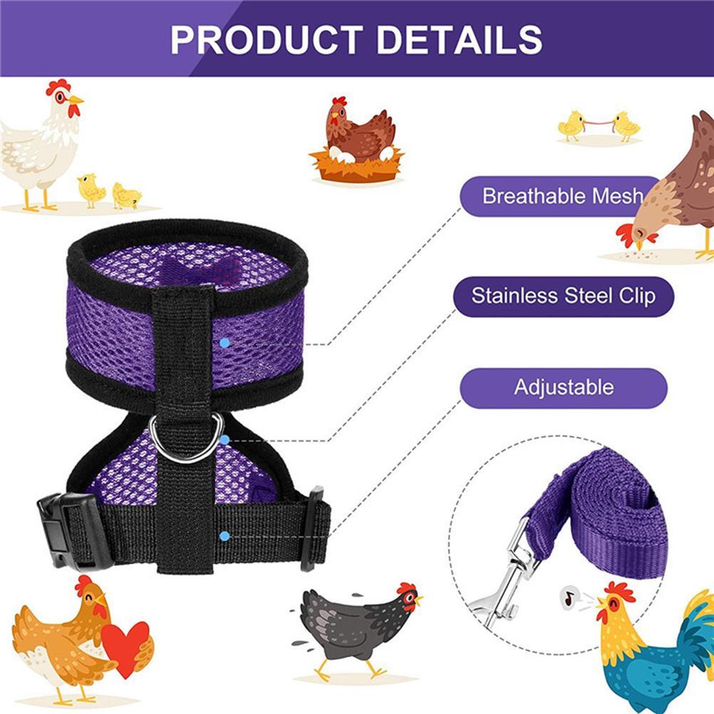Регулируемая шлейка для курицы с поводком, дышащий жилет для домашней птицы, с matching поясом 3,6 фута, для тренировок на открытом воздухе, тяговая