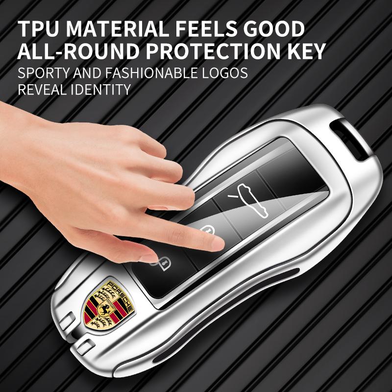 Alloy Leather Car Key Case Holder Protection For Porsche Panamera Carman Macann Bobst Cayenne 911 981 991 970 9969n Sticker LF0