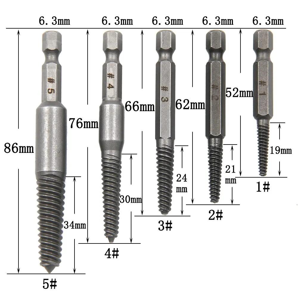 6/10Pcs Screw Extractor Center Drill Bits Guide Set Broken Damaged Bolt Remover Hex Shank And Spanner For Broken Hand Tool 