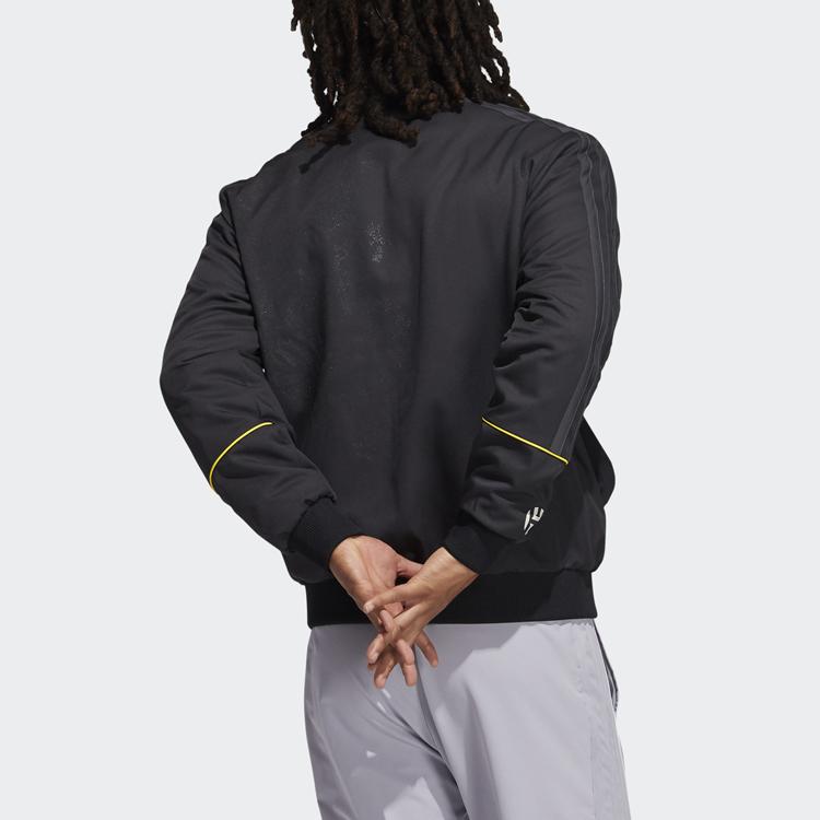 adidas Harden Bomber Logo Спортивная баскетбольная приталенная куртка Мужская верхняя одежда Черный GP9790