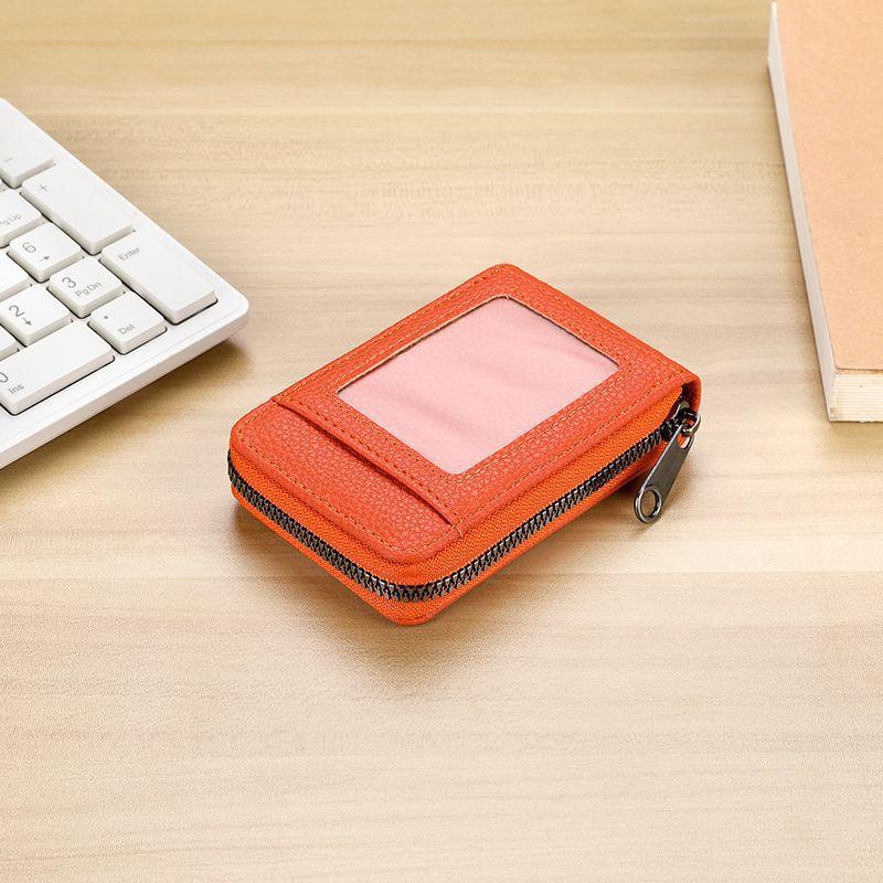 1 шт. Держатель для карт из ПУ кожи Портативный Женский Короткий Чехол для банковских карт Зажим для визиток На молнии Вертикальная Ручная сумка со слотом для карт