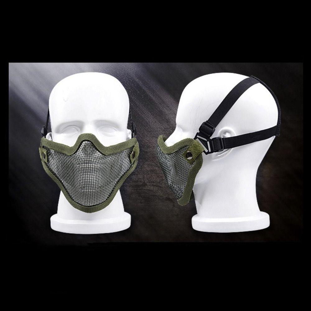 Adjustable Half Face Wire Mask Carbon Steel Steel Mesh Mask Metal Face Mask  Outdoor Sports