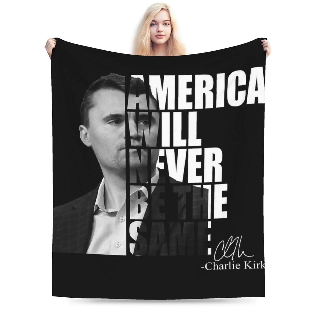 Charlie Kirk Inspired Justice for Charlie Blanket Super Soft Quality Bedding Throw for Winter Boys Couch Bed Novelty Bedspread