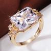 Huitan Gorgeous Gold Color Color Bridal Marriage Rings Brilliant Crystalline Zircon Crystal Women Fashionable Jewelry Engagement Bridal Bridal Rings
