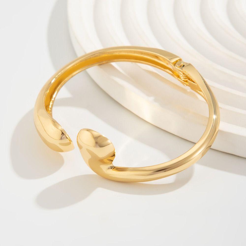 Smooth Surface Open Bangle Light Luxury Geometric Bracelet Water Drop Shaped Bangles  Decoration
