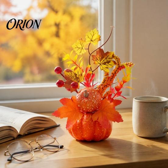 Осеннее украшение в ретро-стиле, осенняя искусственная тыква, centerpiece для стола, поддельное украшение с подсолнухами, для стола, кленовые листья, ягоды, День благодарения,