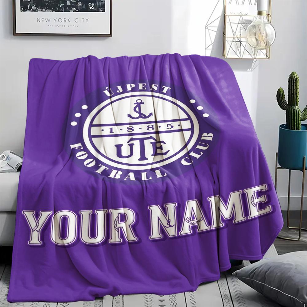 1PC Custom Name Újpest FC Patterned Flannel Blanket Suitable For All Seasons for Home Decor Warmth and Comfort Gifts Holiday Present