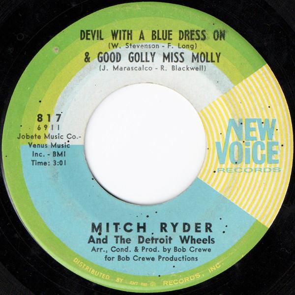 7-дюймовая пластинка MITCH RYDER & THE DETROIT WHEELS - Devil With A Blue Dress On & Good G 817 New Voice Recor 1967 США Рок Б/у