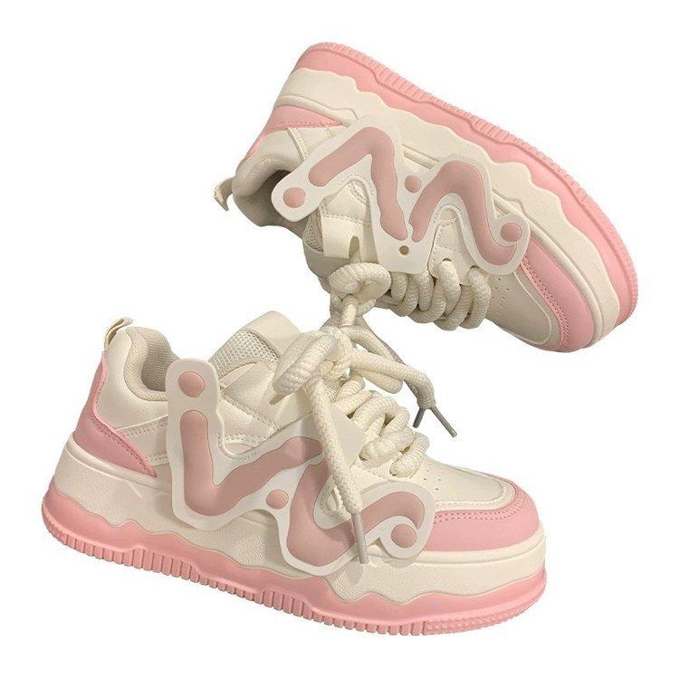 2024 зимние женские белые туфли на толстой подошве Muffin Sole женские модные универсальные туфли для хлеба женские повседневные спортивные туфли для сноуборда