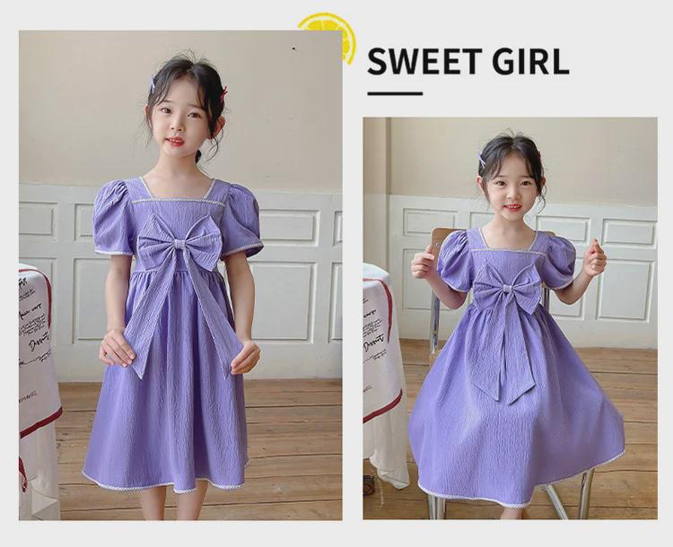 Летнее платье принцессы с рукавами-фонариками для девочек