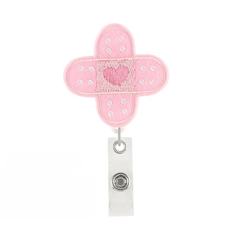 Creative Embroidery Badge Reels for Nurses Doctors Cute Smiling Face Embroidery Work Card Holder Hospital Supplies