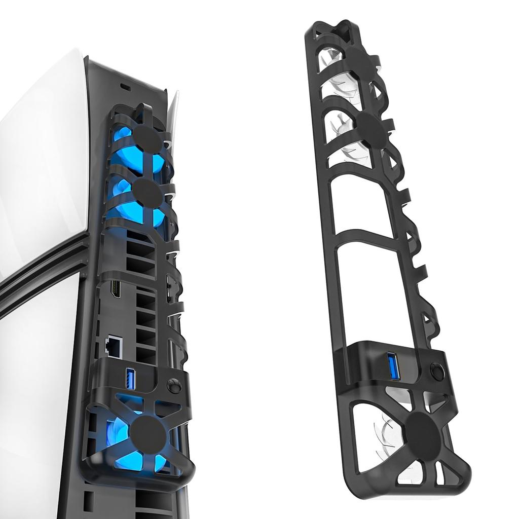 PS5 Pro Cooling Fan Stand with Quiet Design and USB Port Triple Fans and 4 Airflow Settings Compatible with PlayStation 5 Heat and Horizontal