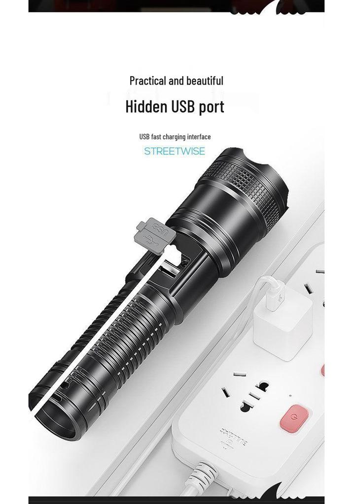 Enhanced Long-Range White Laser Flashlight with Extended Battery for Camping & Home Use