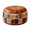 Round Shape Fillable Ottoman Pouf PU Leather Floor Seat Cushion New Storage Ottoman  Living Room