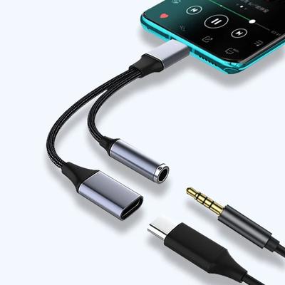 Адаптер OTG 2-в-1 USB C - Aux аудиокабель 2-в-1 USB Type C аудиокабель для телефона/наушников