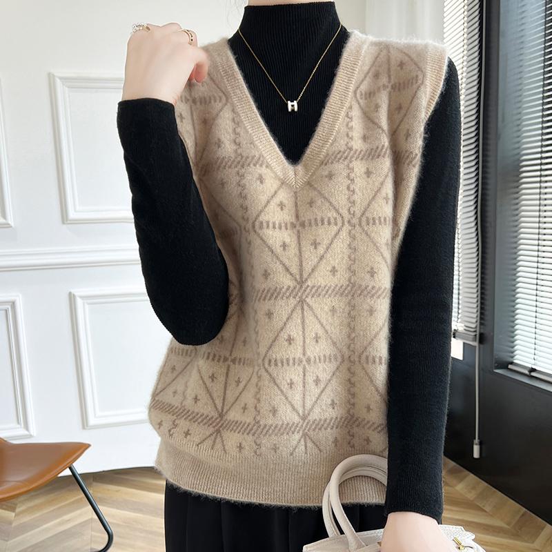 Женский кашемировый жилет Qinghe Cashmere 30% кашемир 70% шерсть осенне-зимний кашемировый жилет мягкий и теплый