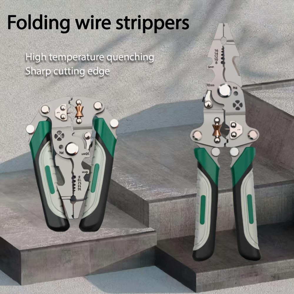 1 Piece Foldable Multi-function Electric Special Industrial Grade Wire Stripping Pliers, High Carbon Steel Precision Manufacturing Multi-function Tool