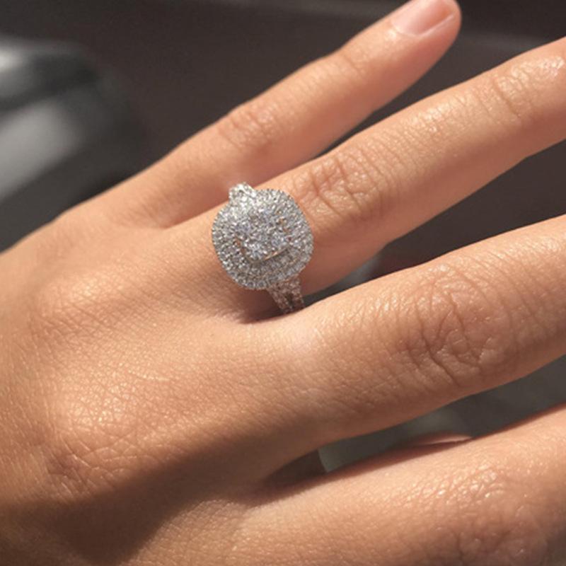 Электронная коммерция Гальваническое покрытие Микро-инкрустация бриллиантами Восемь сердец и восемь стрел Квадратное кольцо