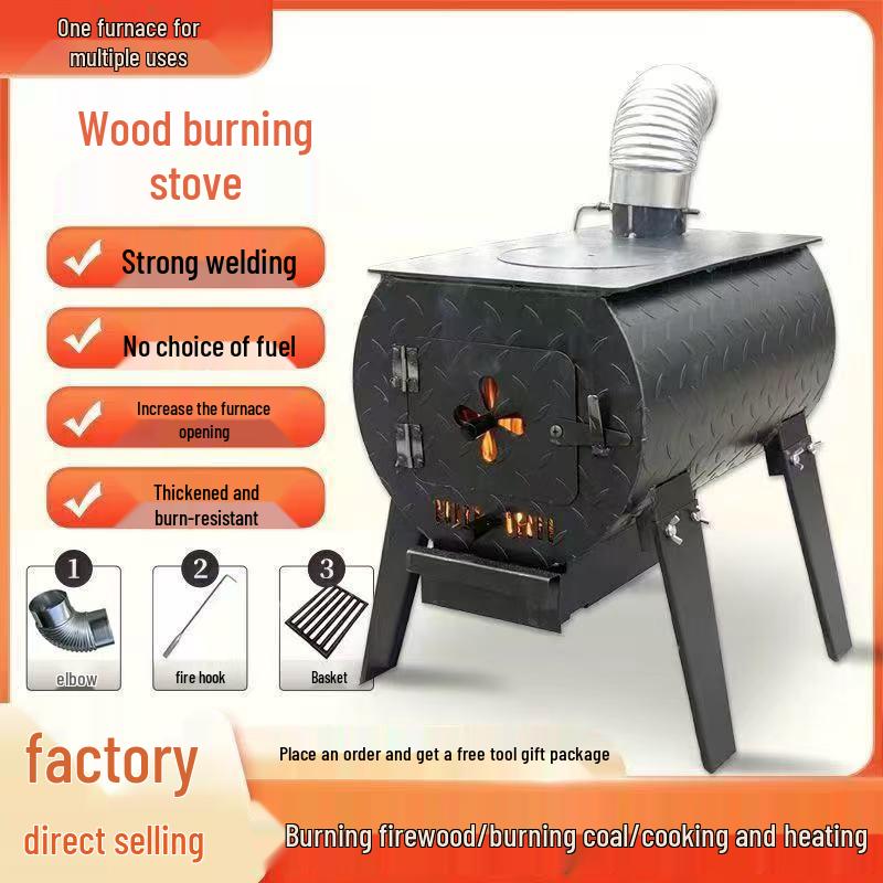 Indoor Dual-Use Wood and Coal Heating Stove for Rural Homes