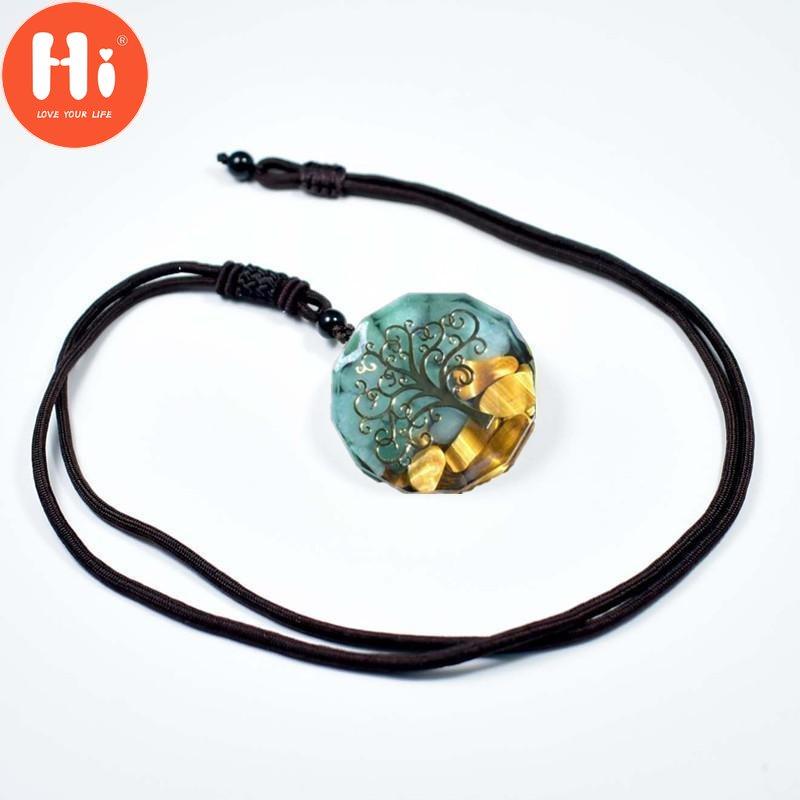 Привет ручной работы натуральный энергетический камень для дня рождения кулон с кристаллами Древо жизни Энергия оргонит ожерелье