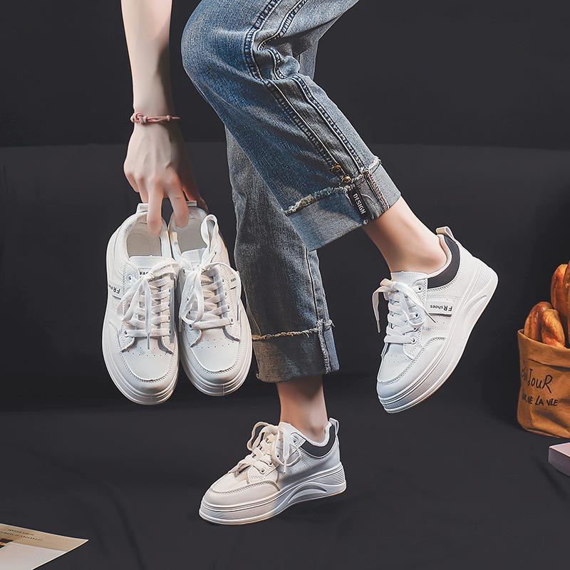 Thick-soled Little White Shoes Women's New Versatile Casual Sports Women's Shoes Versatile Student Heightening Board Shoes -