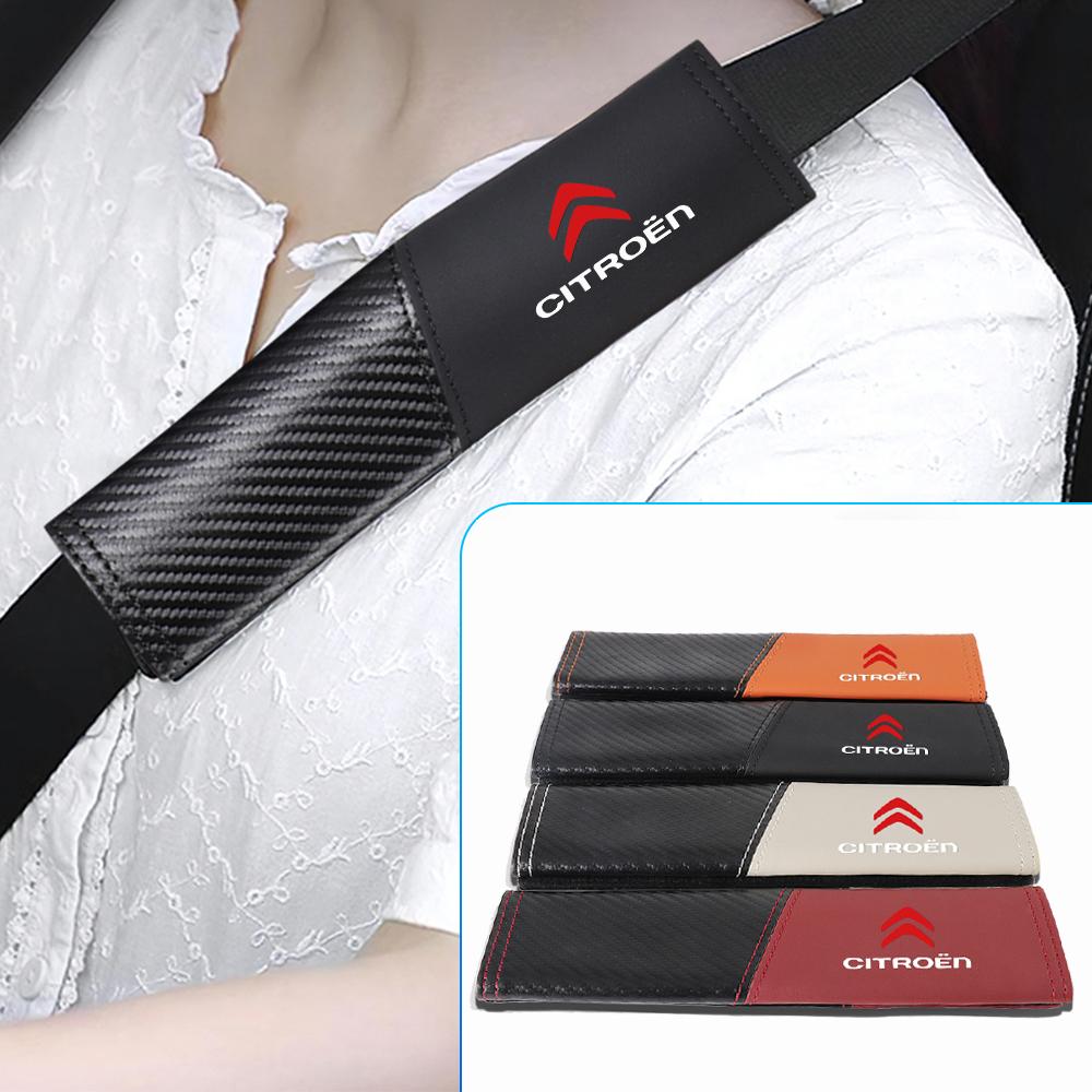 2pcs Carbon Fiber Leather Car Seat Belt Cover Shoulder Pad Neck Protection For Citroen C3 C4 C-ELYSEE Berlingo C6 C8 C5 Picasso