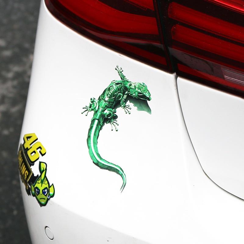 3D автомобильная наклейка оконный геккон Gekko механическая эмблема ящерицы хромированная наклейка из ПВХ