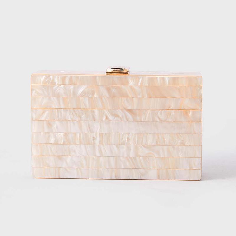 Clutch Bag Crossbody New Fashion Stripes Patchwork Shoulder Pearlized Acrylic Party Women's Small Purse Luxury Designer Bags