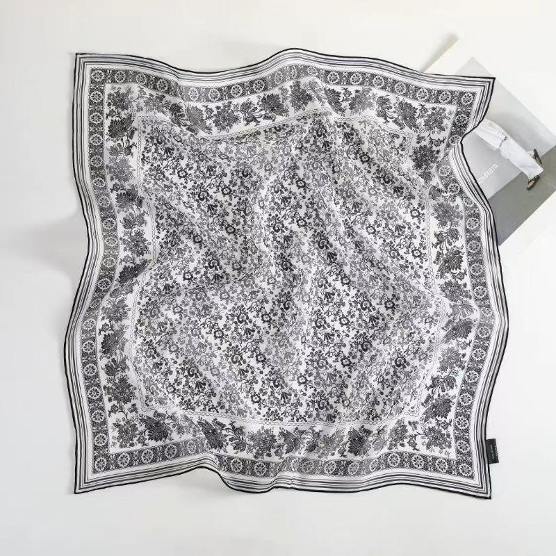 Spring and Summer New 100% Mulberry Silk Georgette Silk Scarf Women's Retro Lazy Chinese Square Scarf Premium Scarf Accessories