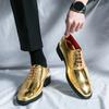 Luxury Brand Golden Oxford Shoes Men's Low Heel Designer Business Leather Shoes High-quality Sharp Pointed Wedding Casual Shoes