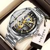 BINBOND Luxury Vintage Hollow-Out Quartz Wristwatch for Men Luminous Waterproof Accurate Durable Men's Watch Casual Reloj+Box