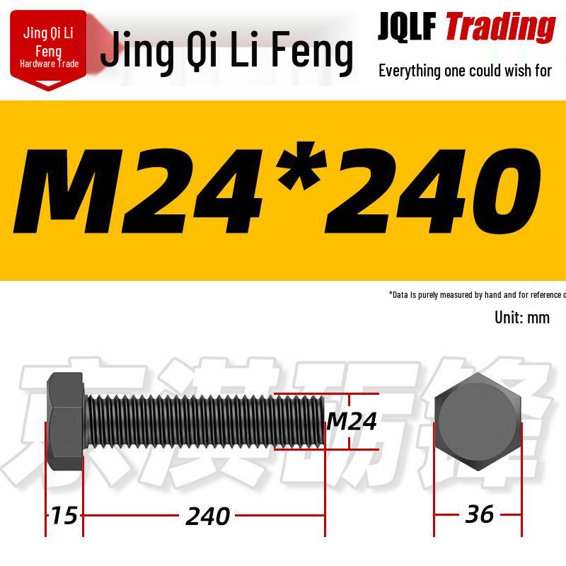 12.9 Grade High-Strength Blackened Hex Bolt M22-M48