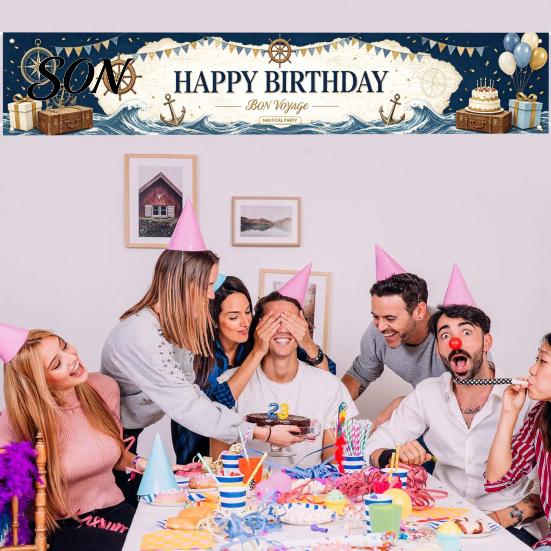 Foldable Party Background Large Happy Birthday Yard Banner Sign, 70 x 15 Inch Store Celebration Decor Outdoor Backdrop Decoration for Boys Girls