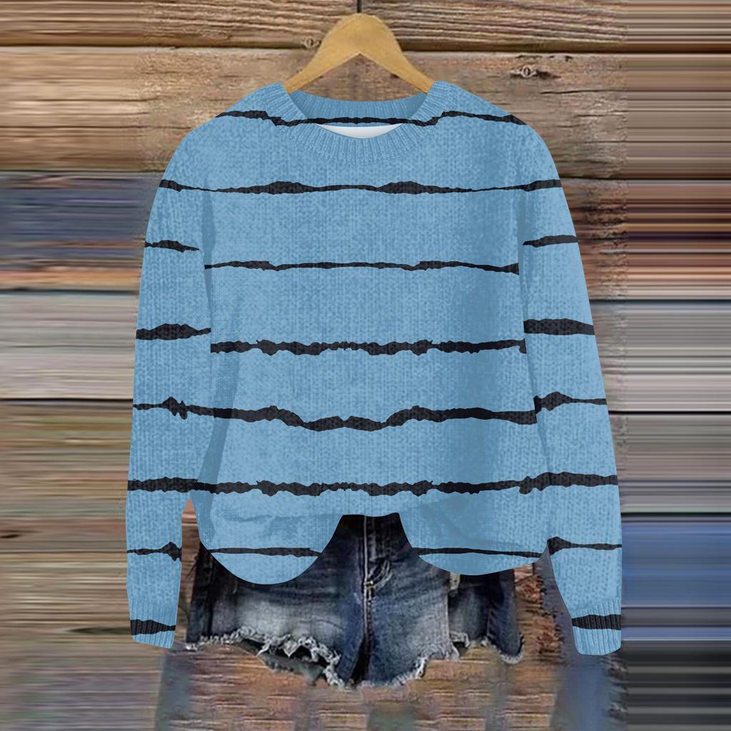 Свитшоты для женщин Вязаный свитер Милая рубашка Осенний круглый вырез Пуловер Топы