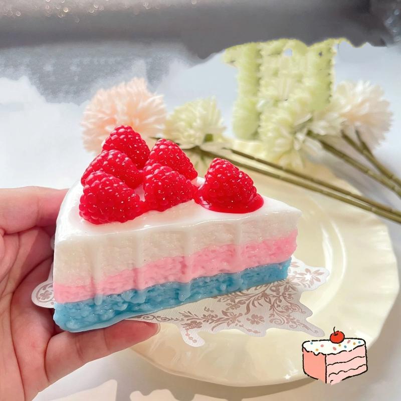 Soft Food Shaped Squeeze Toy Cute Strawberry Mousse Cake Design Stress Relief  Toy for Desk Decor Relaxation Use