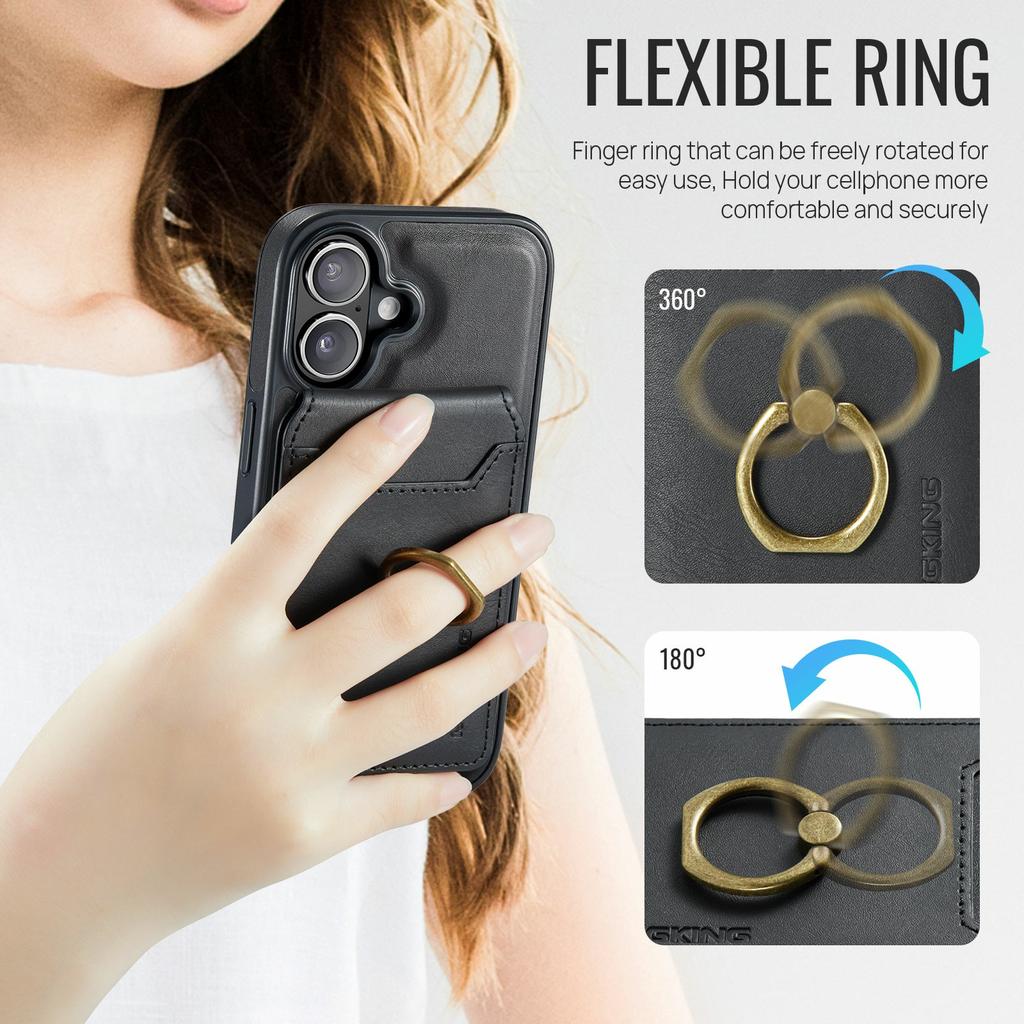 Серия MAGKING K1 Для iPhone 17 Магнитный чехол PC+TPU+PU Чехол для телефона с держателем для карт