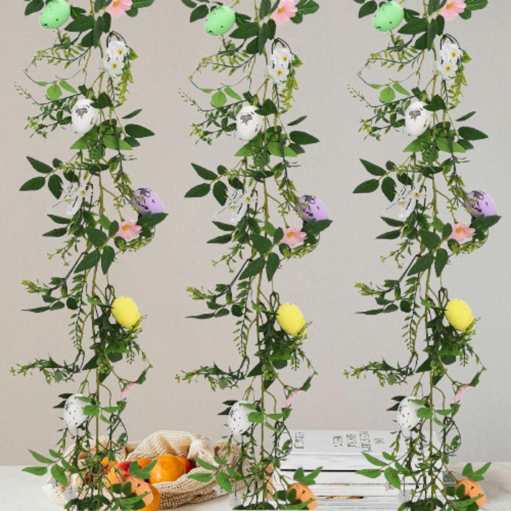 Green Plant Spring Eggs Garland Real Touch Simulation Eggs Pendants Front Door Porch