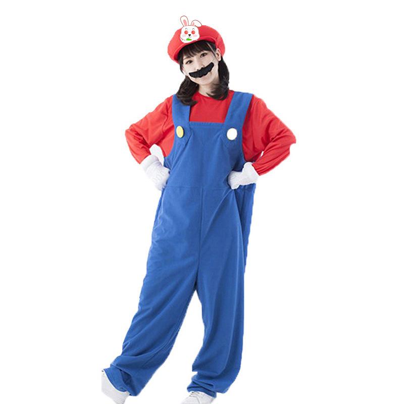 Halloween plumber show clothes children adult plumber brothers COS clothes red and green overalls parent-child set