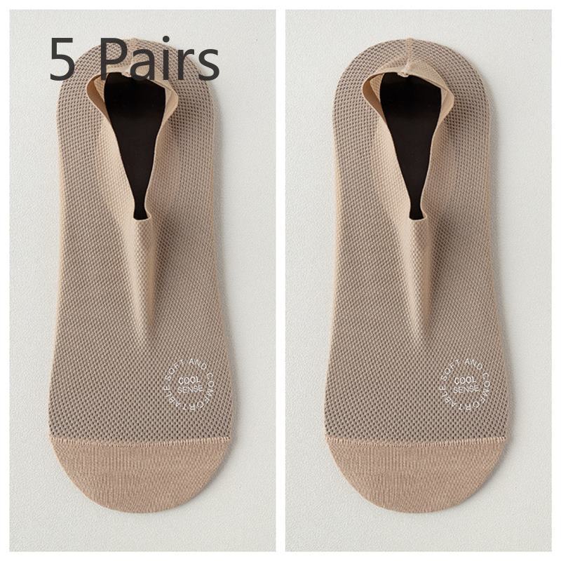 5 пар мужских летних носков из тонкой сетки с дышащей невидимой хлопковой подошвой, впитывающих пот, дезодорирующих, нескользящих, с лодочкой