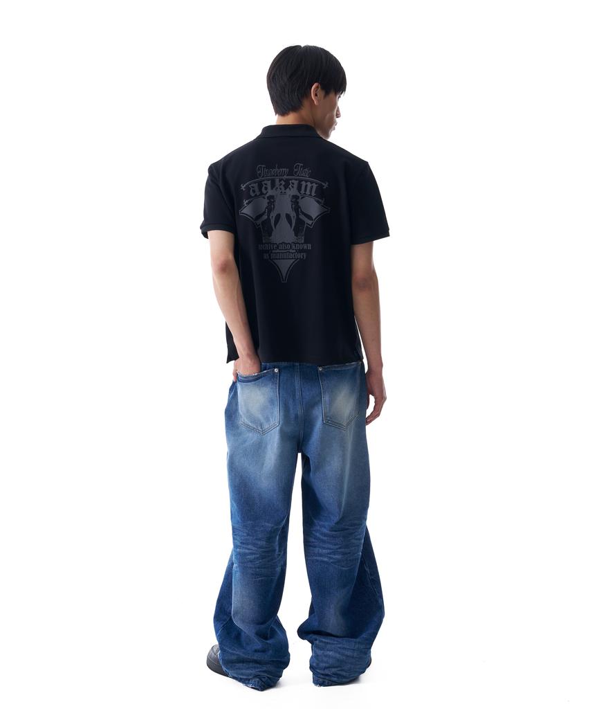 AAKAM Crack Printed Pk T-Shirts (Black)