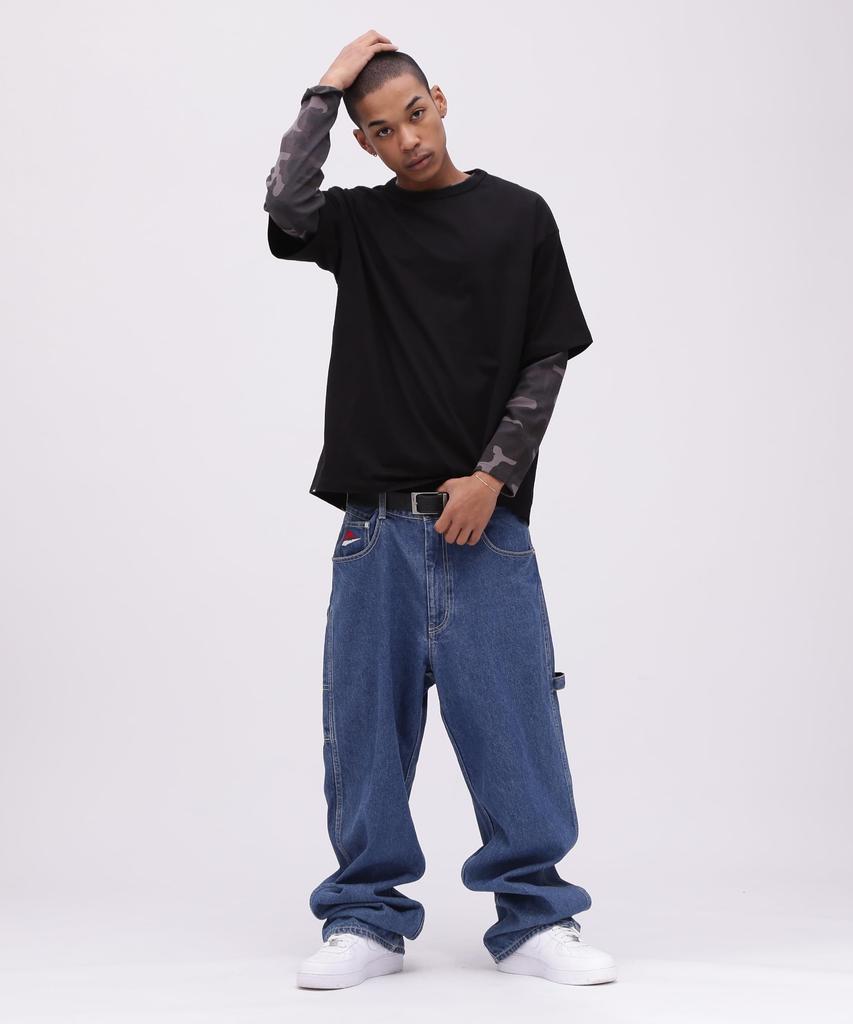 AVIREX Daily Rib Long Sleeve Crew Neck Camouflage Rib Crew Neck Long Sleeve for Daily Size Black 6153481 T-Shirt (Web Exclusive) T-Shirt Wear, Men's