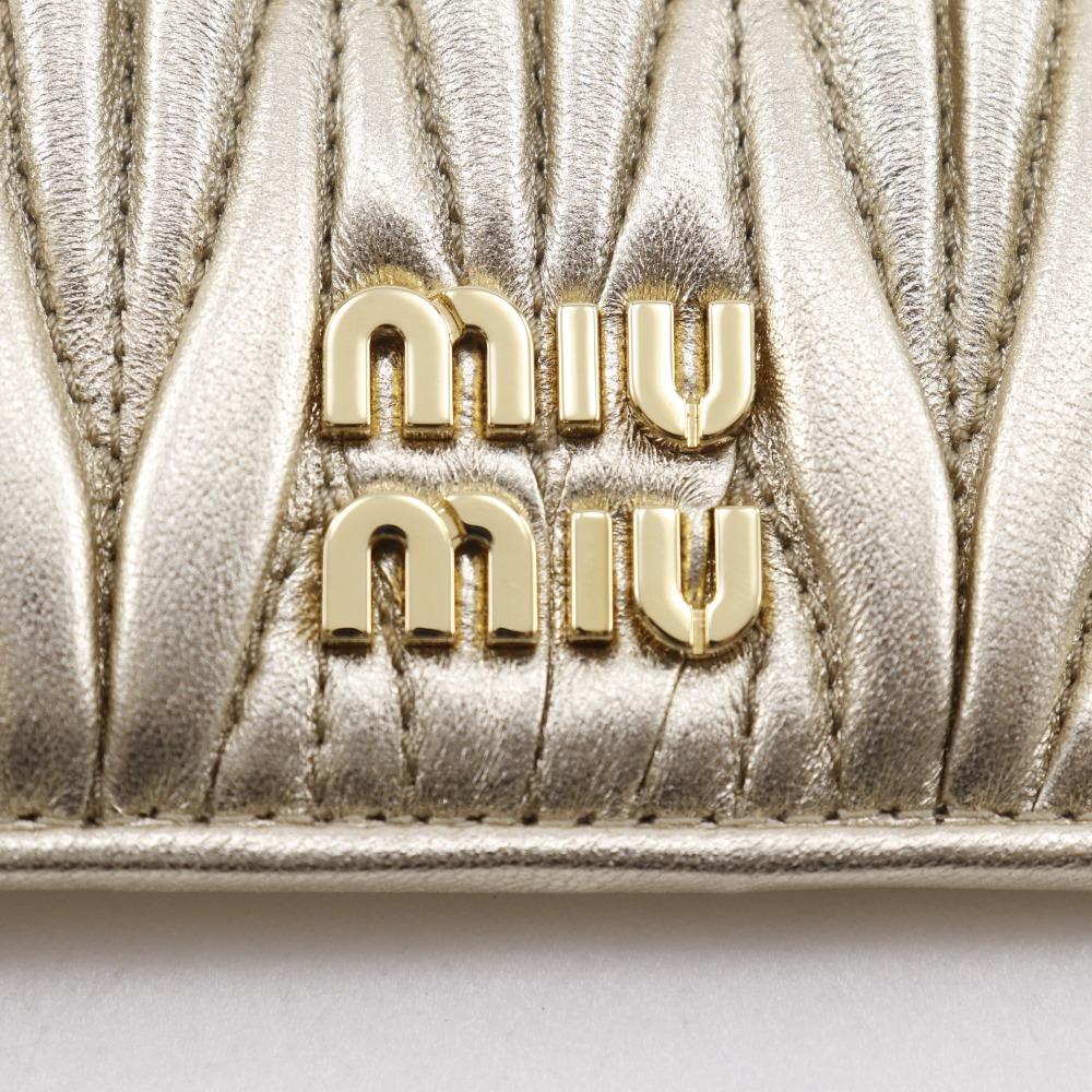 MIUMIU Fragment Case Card Case Matelasse Envelope Coin Purse PIRITE Leather Women Used