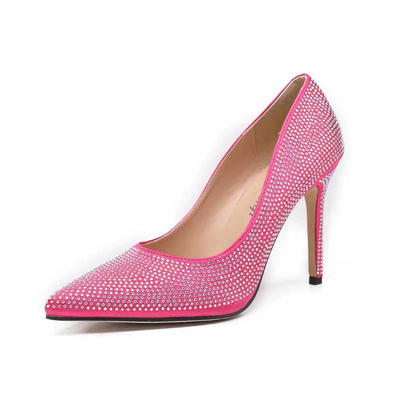 Новые высококачественные женские туфли, модный стиль, туфли на высоком каблуке Water Diamond, женские туфли на тонком каблуке с острым носком, туфли на высоком каблуке с неглубоким носком