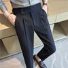 Autumn Winter High Waist Thick Suit Pants Men Business Casual Formal Wear Men's Straight Trousers