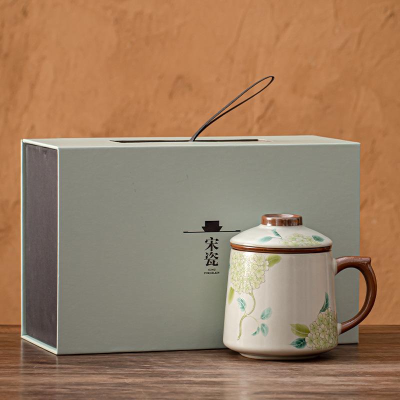 Ru kiln tea cup tea separation mug ceramic cup anniversary gift practical small gift