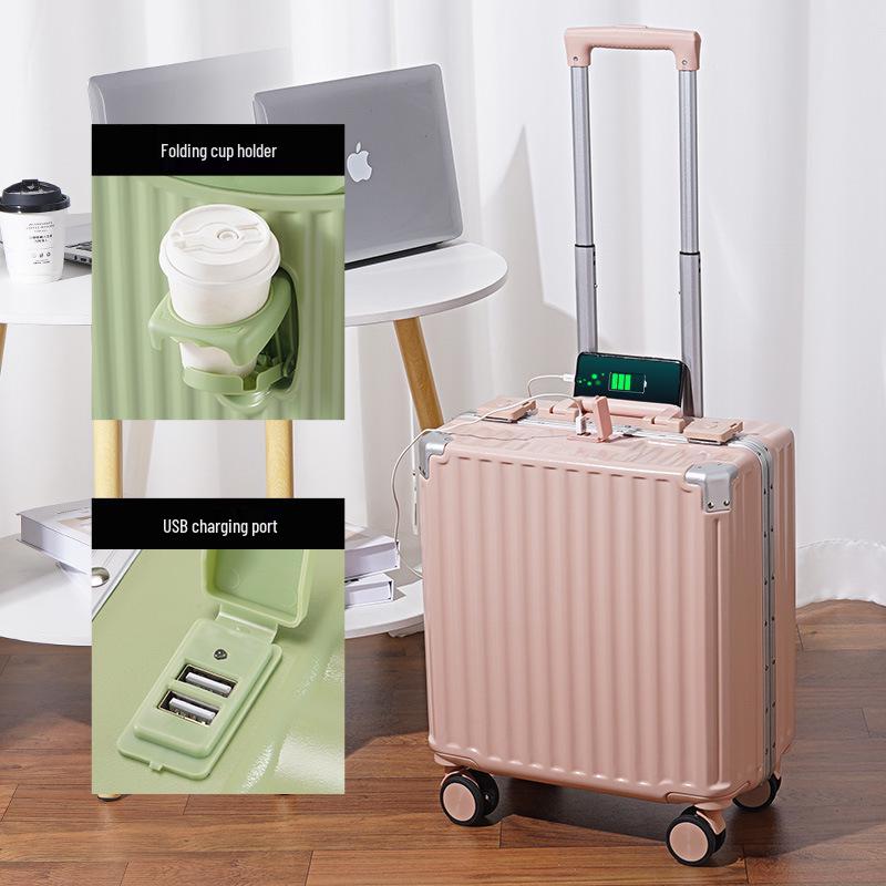 18-inch Lightweight Carry-on Trolley Suitcase with Zipper Lock for Men, Women, and Students