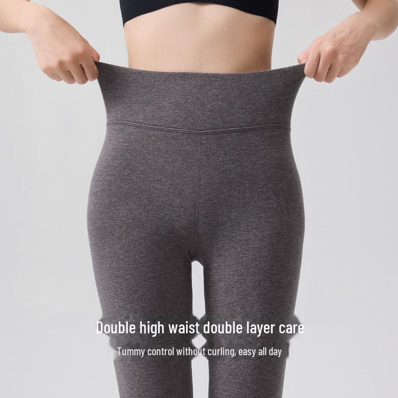 Women's 7A Antibacterial Cashmere Silk Thermal Leggings - Thickened Velvet for Autumn and Winter